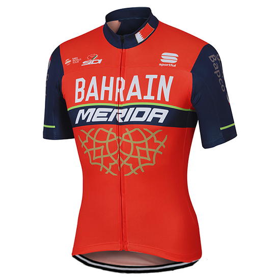 Maglia Bahrain Merida Manica Corta 2017 rojo e nero